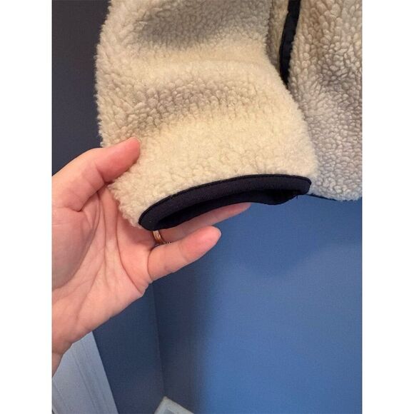 Old Navy Women's Large Cream & Navy Zippered Jacket Casual Mid-Length - Picture 4 of 7